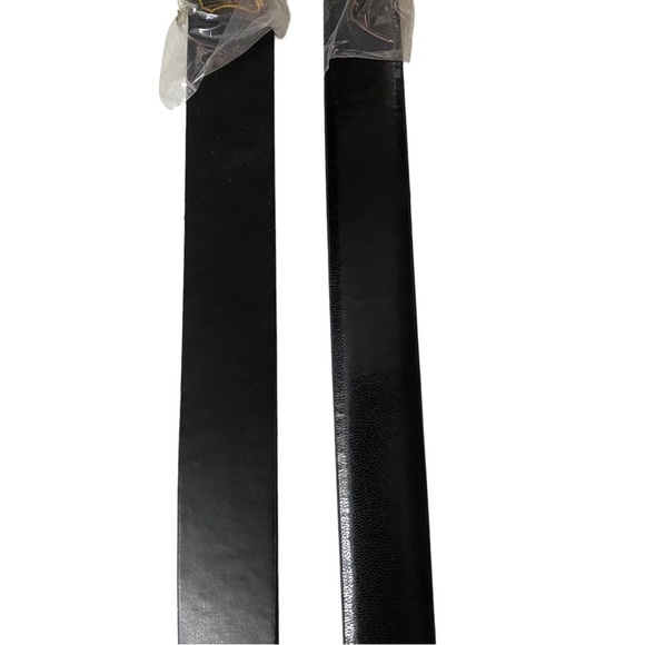 Firenze 2 Black Leather 1 Glossy Flat Gold Buckle 1 Flat Silver Buckle 52 NWT - Picture 6 of 6